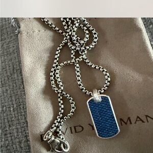 David Yurman 27mm sapphires w 22” chain and w authenticity